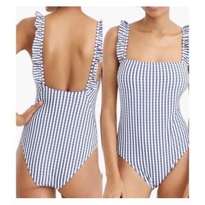 J.Crew seersucker one-piece swimsuit, size 6, New!